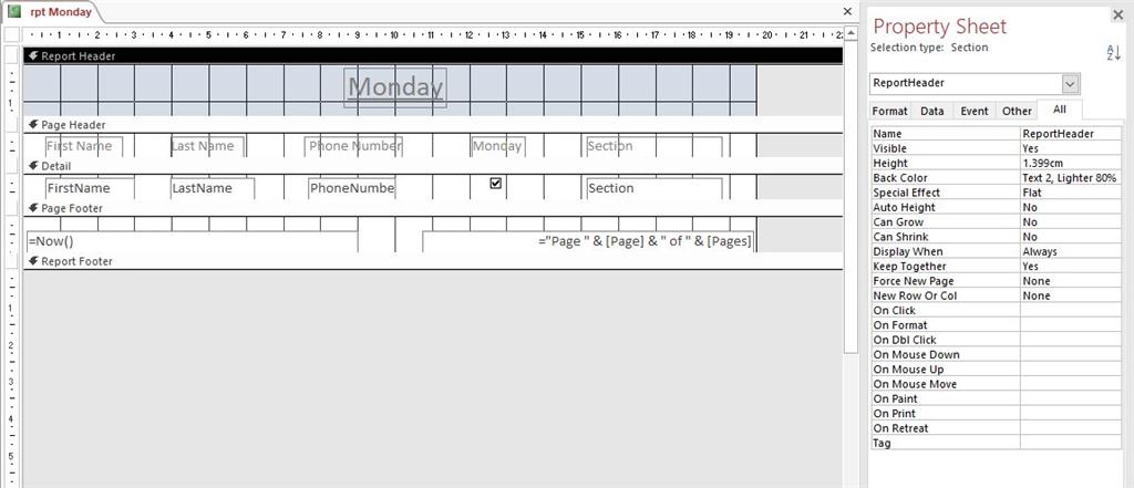 Printing Report and Page Headers in Access 2016 - Microsoft Q&A