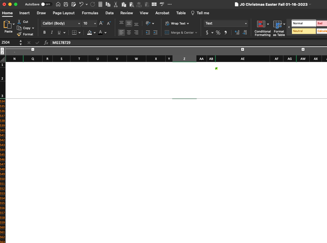Mac Excel sheet goes white/blank - New thread for old LOCKED post ...