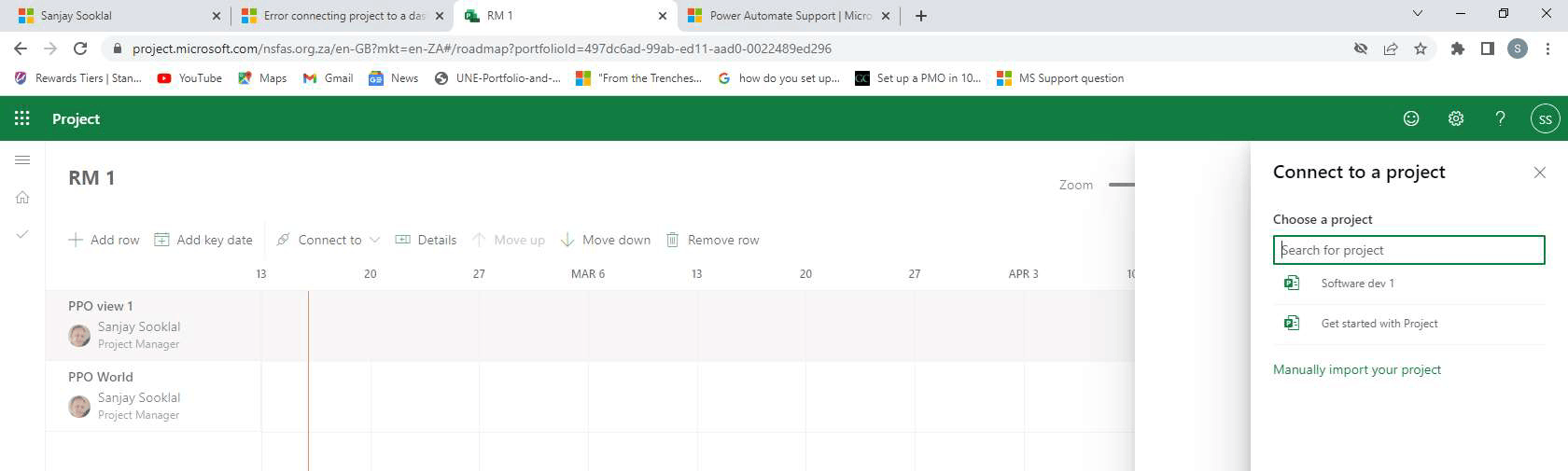 Error connecting project to a dashboard. - Microsoft Q&A