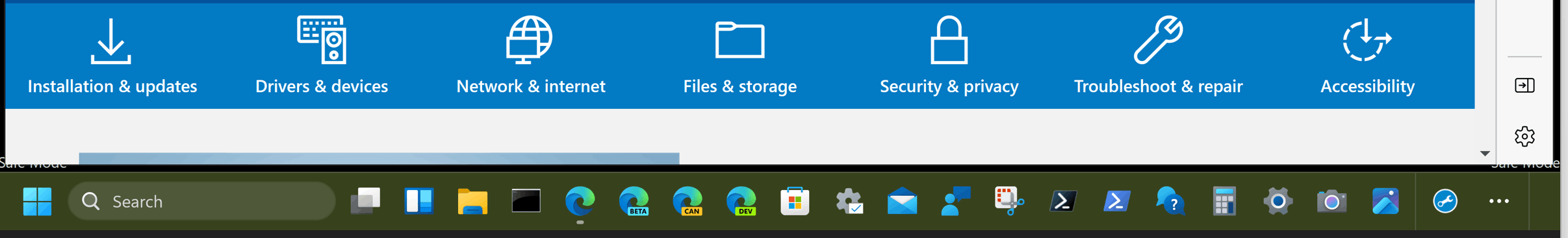 Safe Mode, Taskbar not showing and not responding when Search box is ...