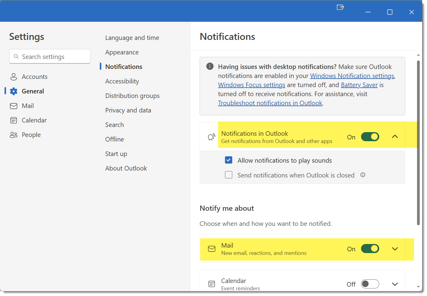 Not getting audible notifications of new Email in outlook - Microsoft Q&A