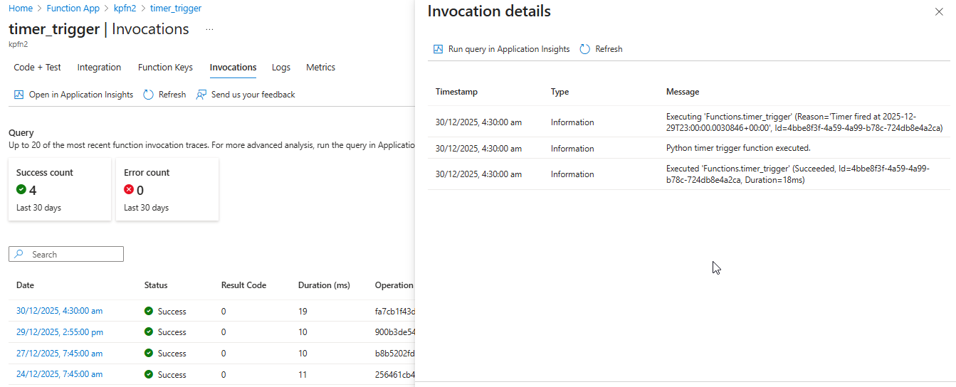 Azure Function Python V2 Timer Trigger Not Executing - Microsoft Q&A