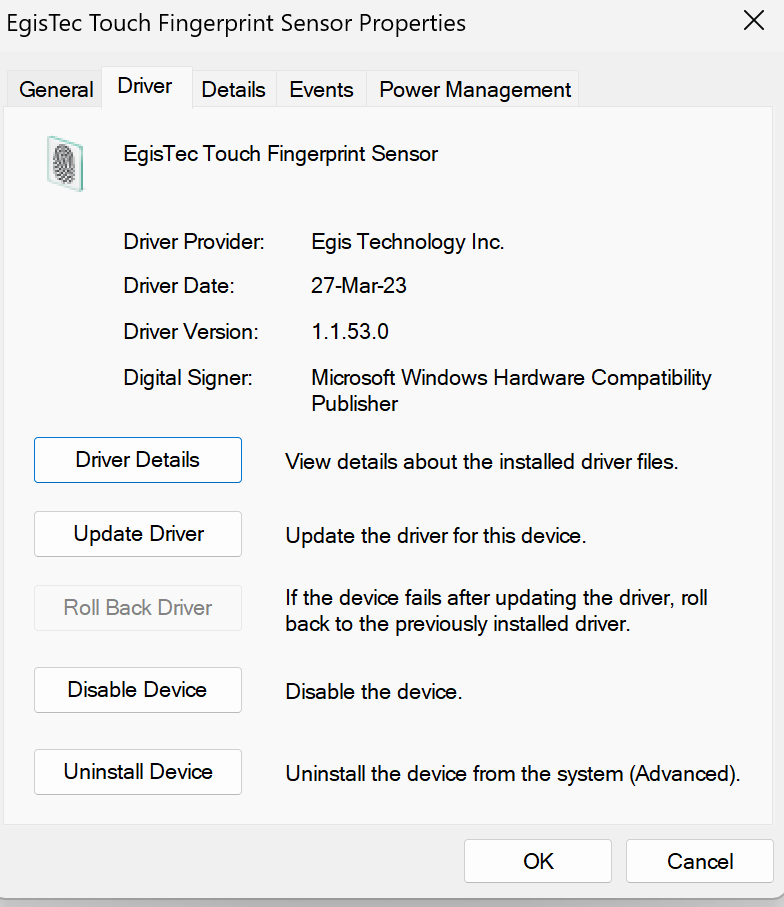 My EgisTech Fingerprint on my Acer Swift stopped working - Microsoft Q&A