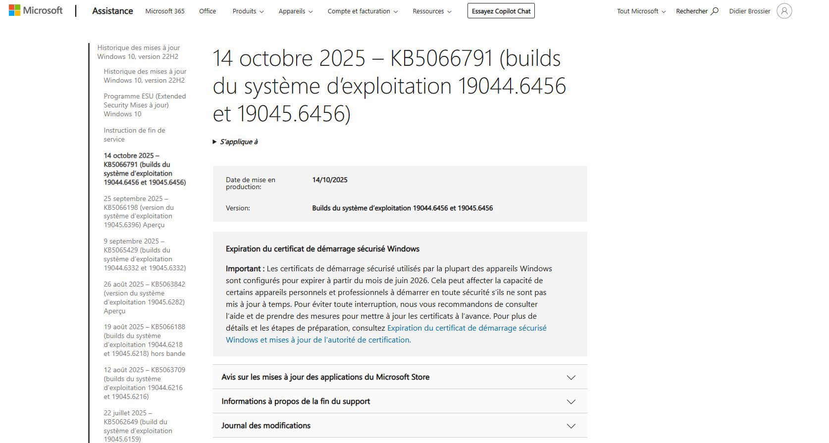 erreur mise à jour