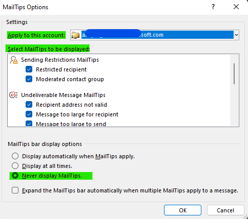 Disabling this MailTip feature: recipient access to hyperlinks ...