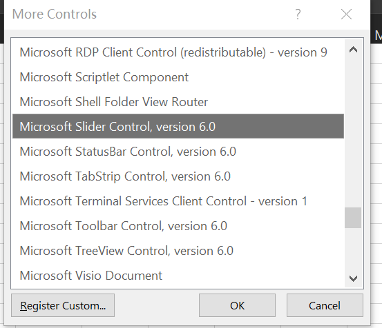 microsoft slider control version 6.0 In excel - Microsoft Q&A