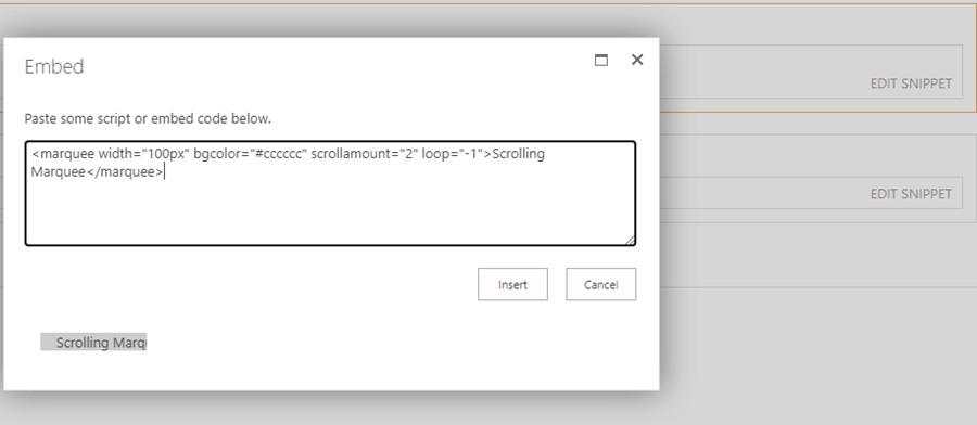 Scrolling Text (Alert Bar) Sharepoint - Microsoft Q&A