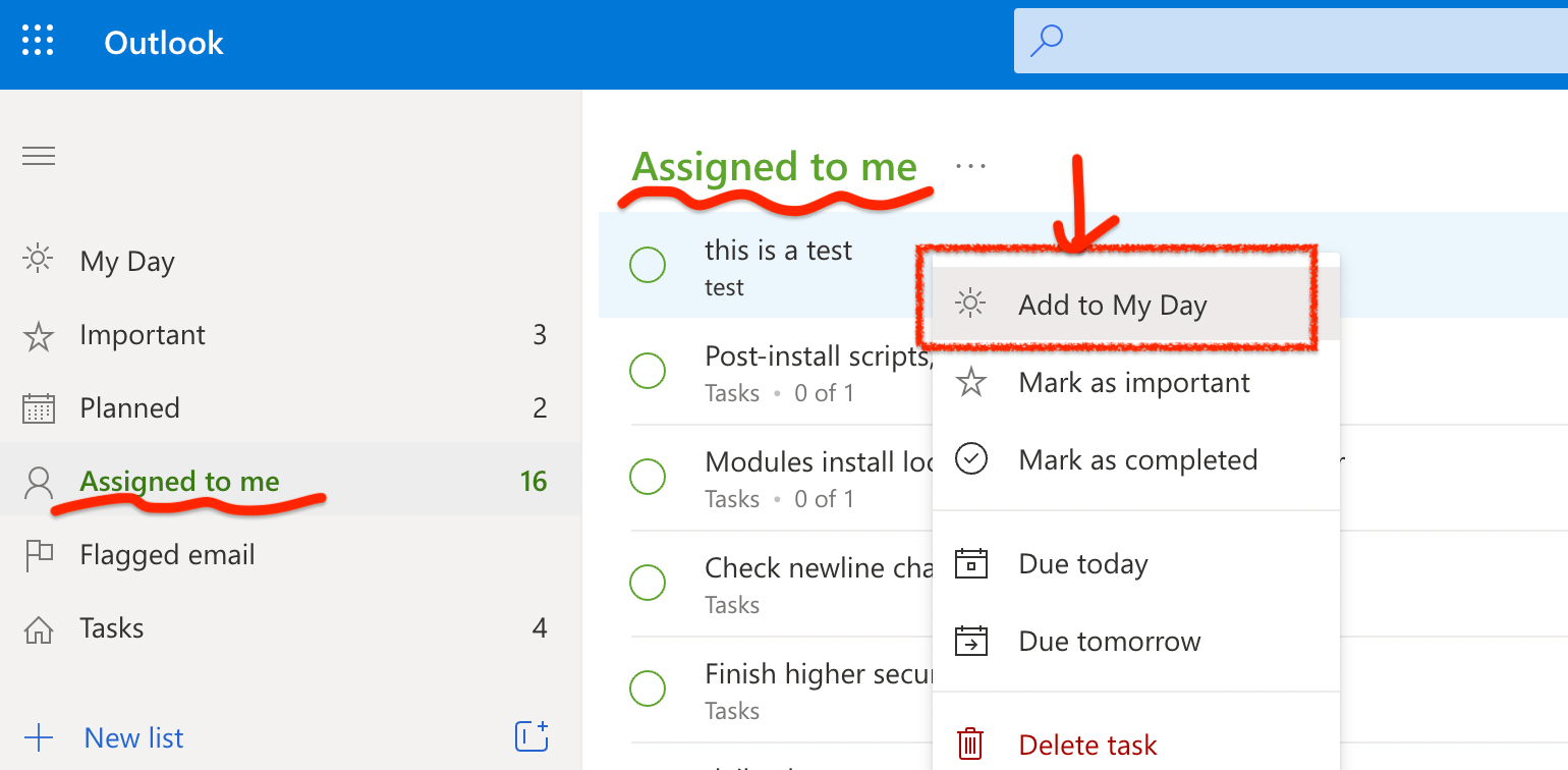 Help showing my Planner Tasks in the My Day Pane on Outlook Web ...