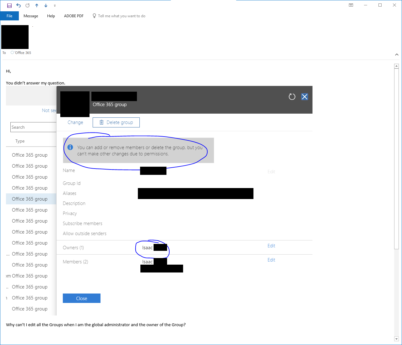 Cannot edit Office 365 group details - Microsoft Q&A