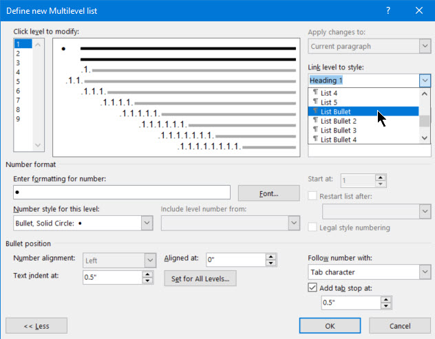 How to Change Default Indents for Numbering and Bullets - Microsoft Q&A