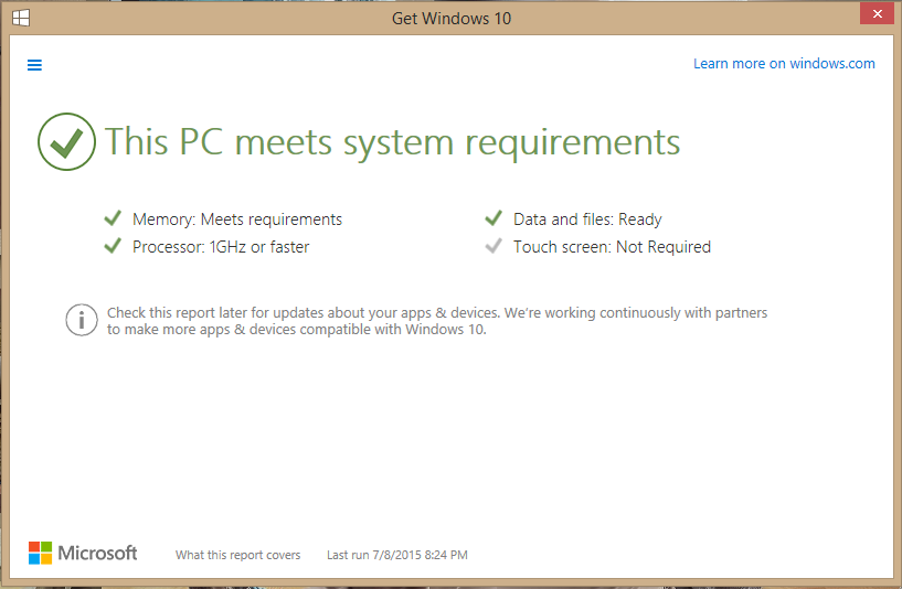 Is there a test run that can be done prior to installing Windows 10 to ...