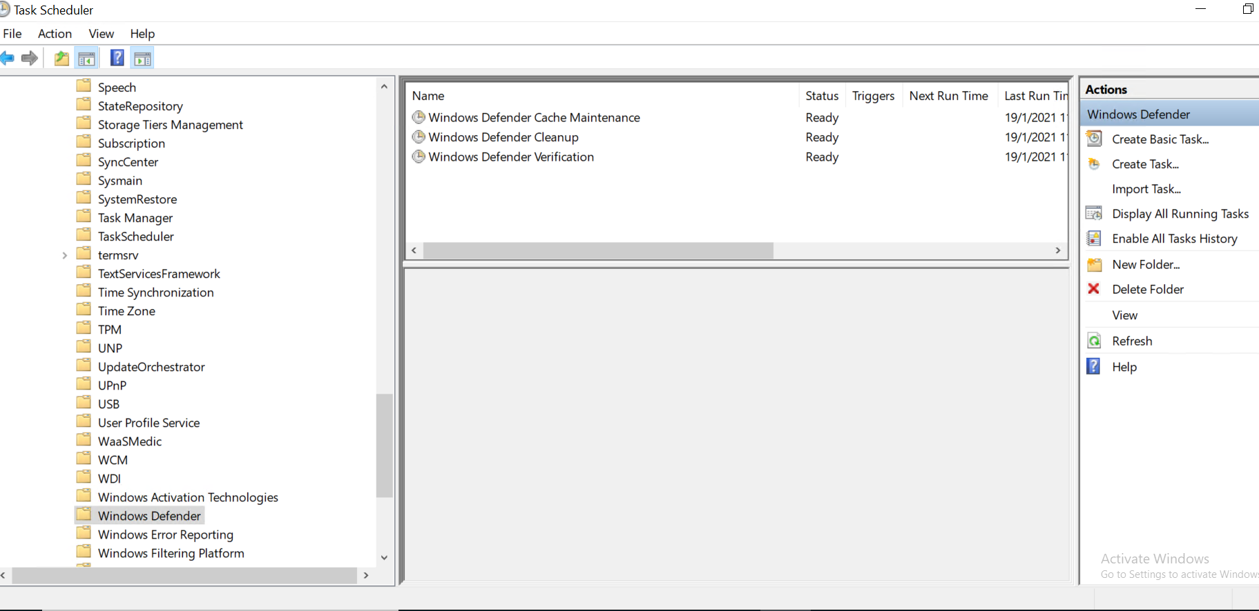 schedule a Windows defender scheduled tasks not in window 10 Task ...