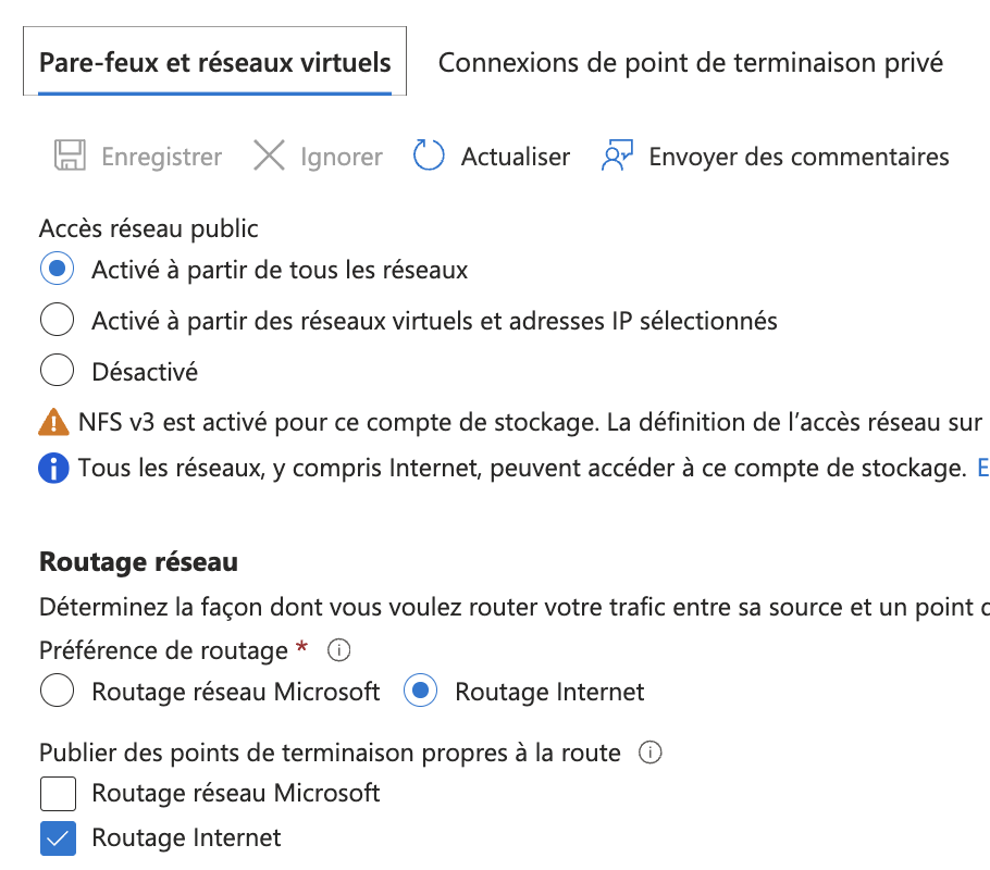 Paramètres réseaux