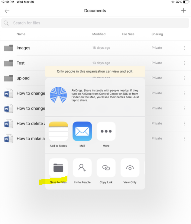 Ability to download photos on iphone SharePoint - what settings are ...