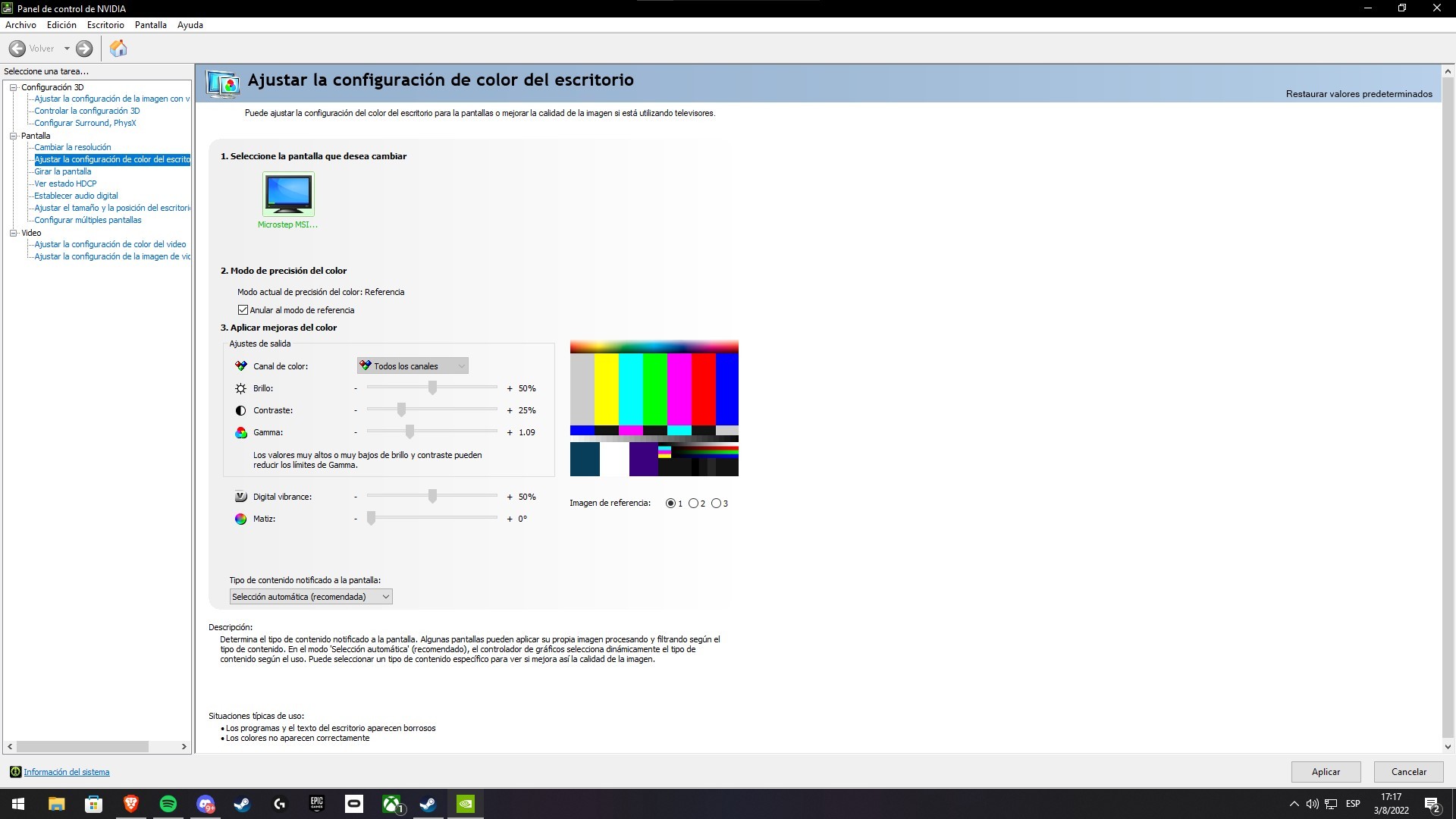 Nvidia's control panel color slider doesn't work. - Microsoft Q&A