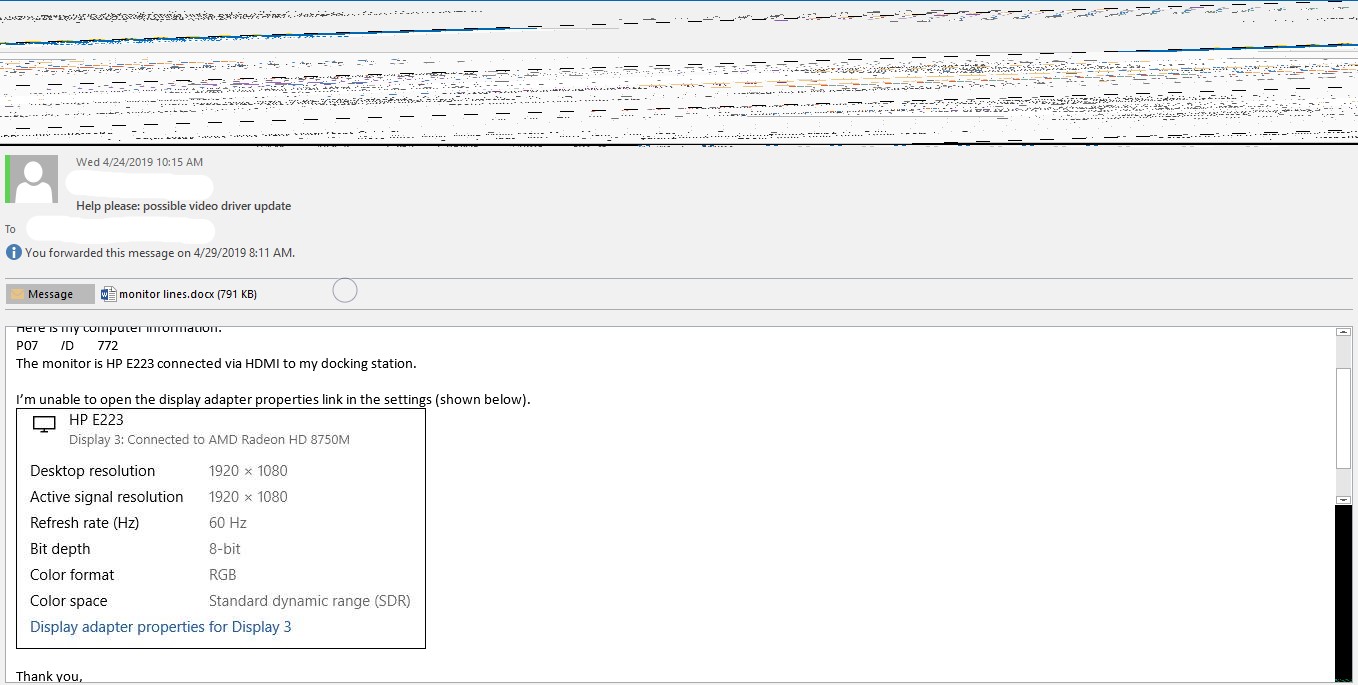 External monitors window contents unreadable lines - Microsoft Q&A