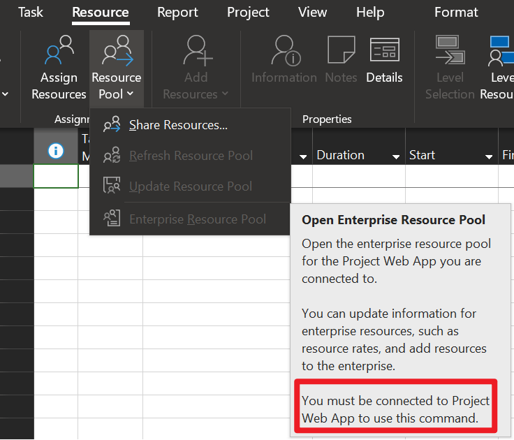 Missing Enterprise Resource Pool option/option greyed out - Microsoft Q&A