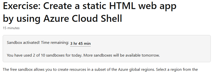 Not being able to access sandbox in AZ-204 courses - Microsoft Q&A