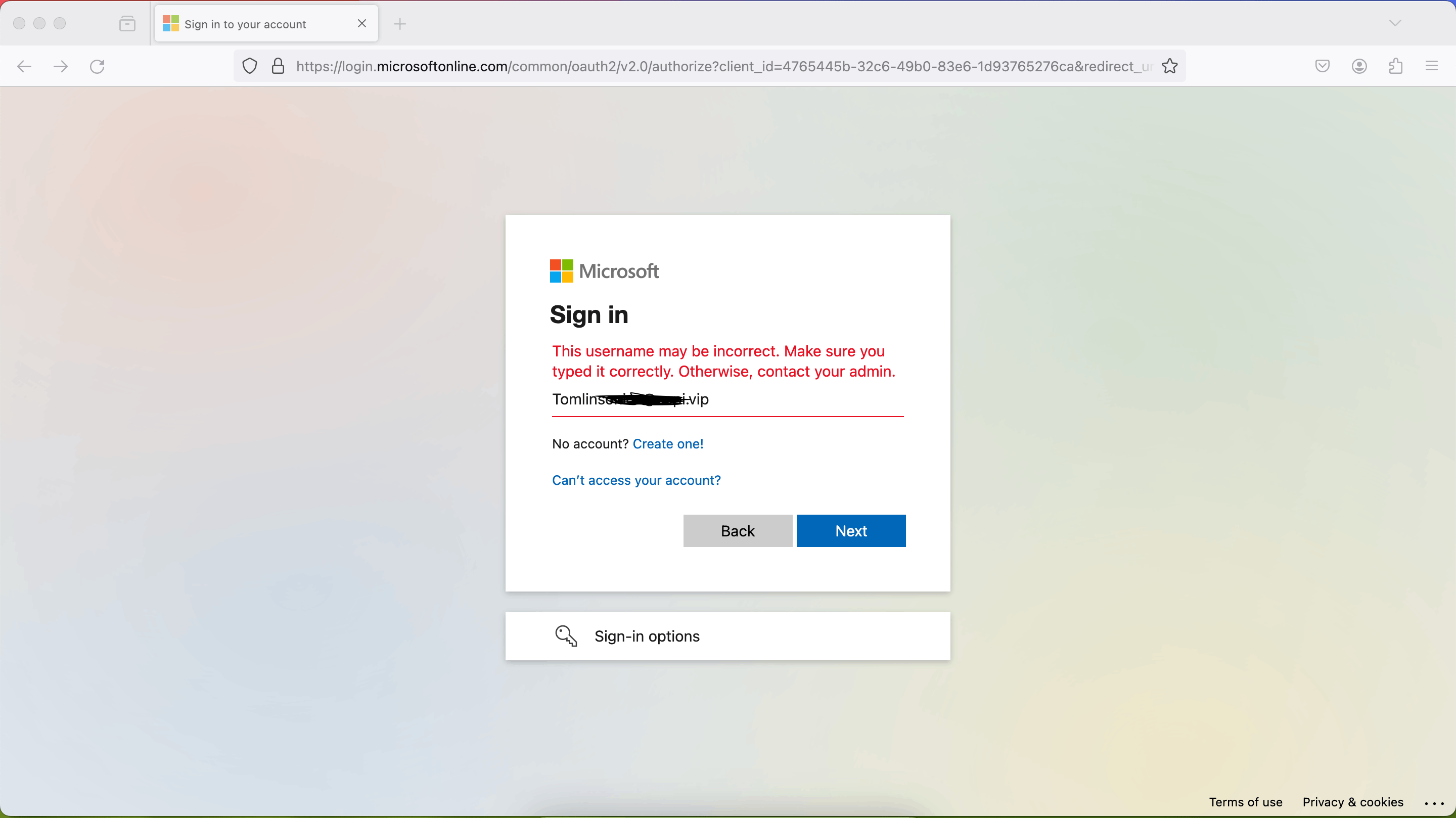 This username may be incorrect. Make sure you typed it correctly ...