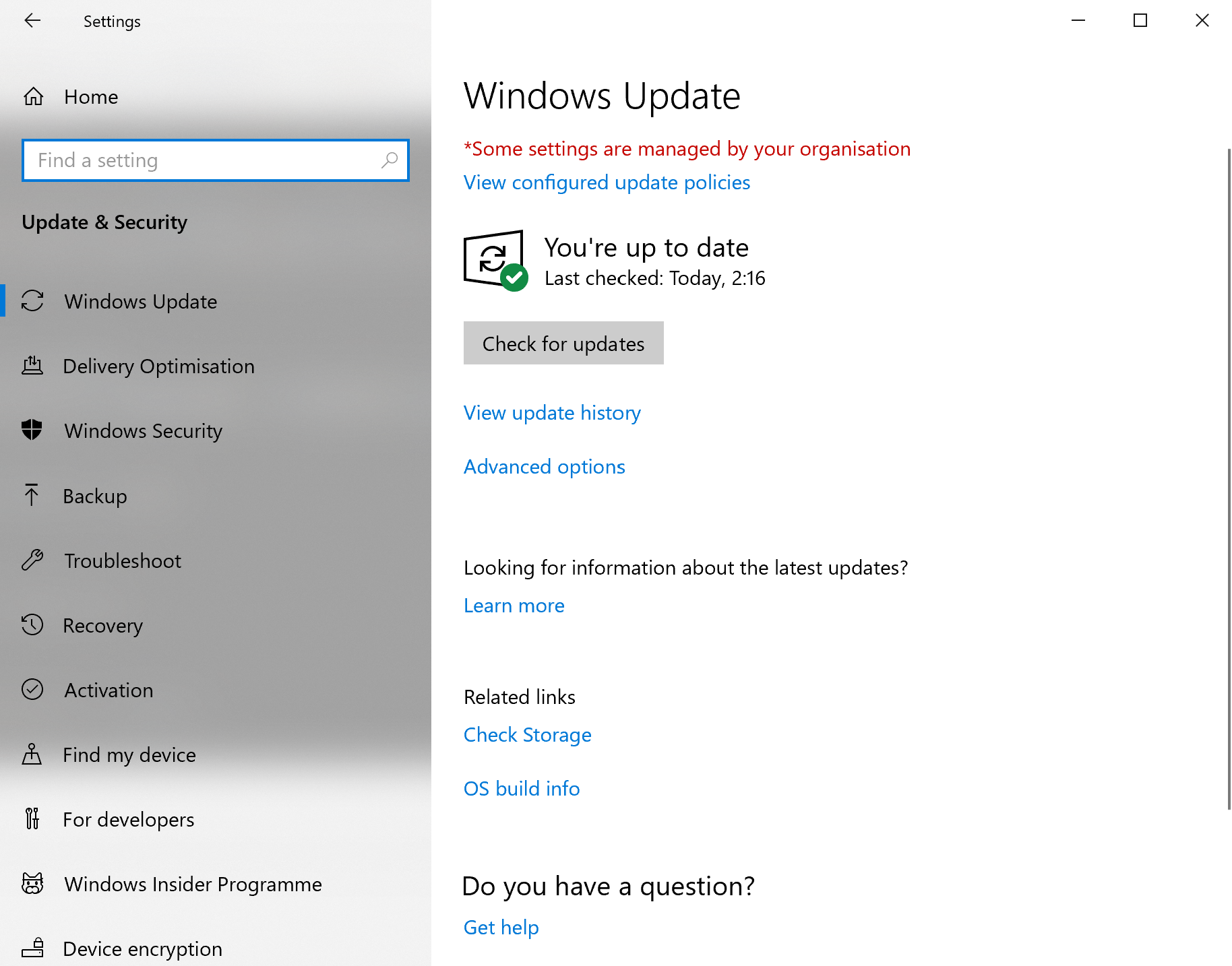 Windows Update Settings Managed by Organisation - Microsoft Q&A