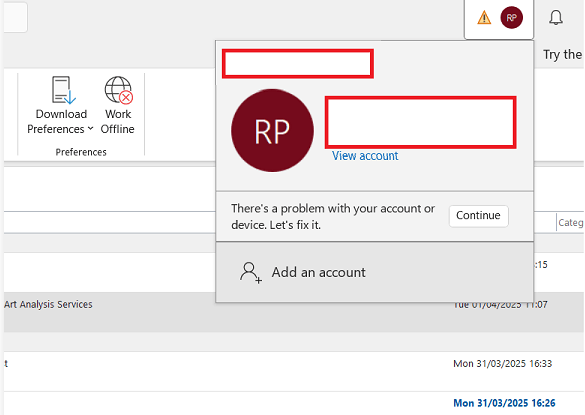 I cannot connect to my account - repeatedly prompted for 'Action ...