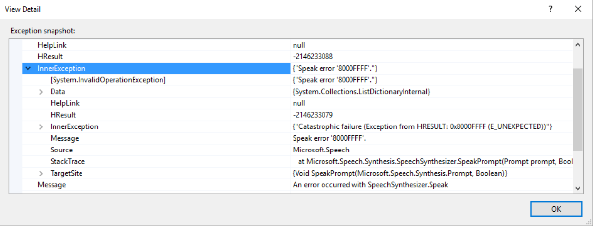 Error in Converting Text to Speech for Chinese Language using MS Speech ...