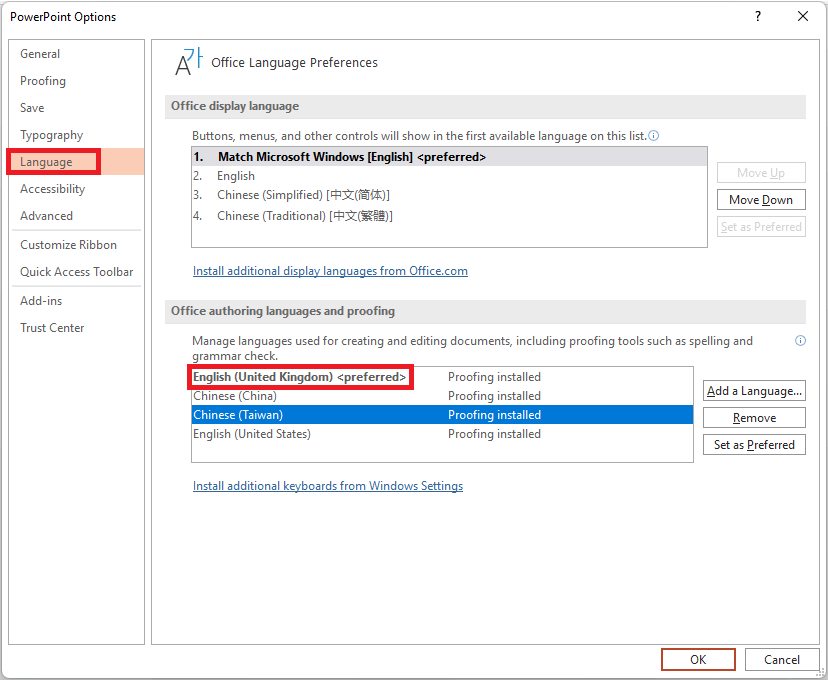 PowerPoint still does not change the default language correctly. When ...