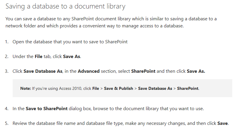 Sharepoint files to access DB - Microsoft Q&A
