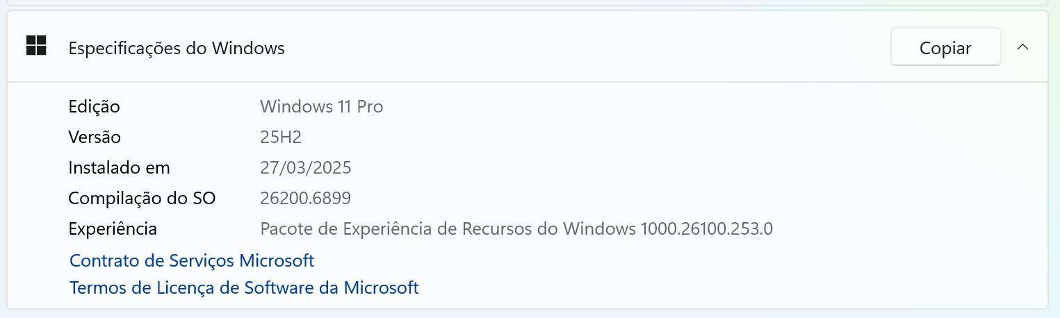 Windows 11 25H2 Experiência