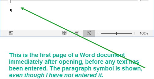 problem  with the paragraph symbol in Word