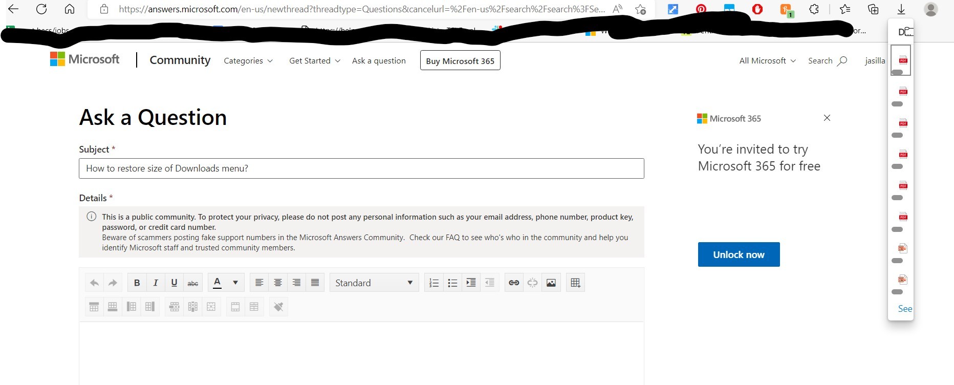 How to restore size of Downloads drop-down bar on Microsoft Edge ...