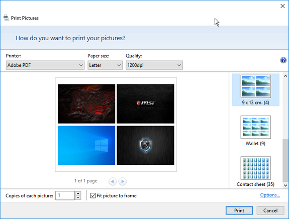 print 4 pictures on one sheet of paper - Microsoft Q&A