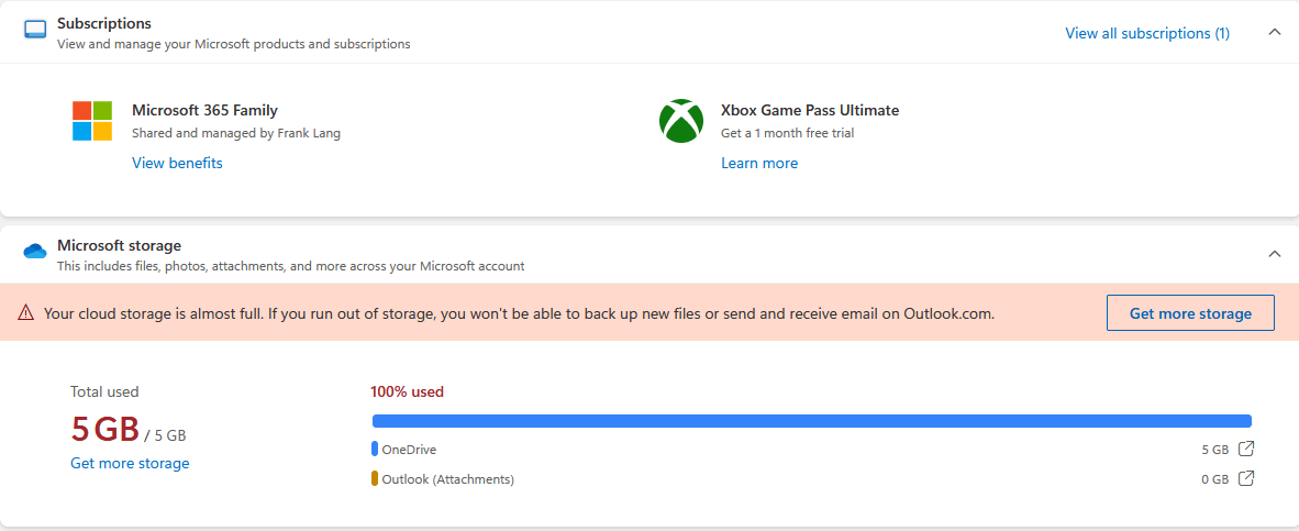 Have Microsoft 365 Family with 1TB OneDrive storage, but only showing ...