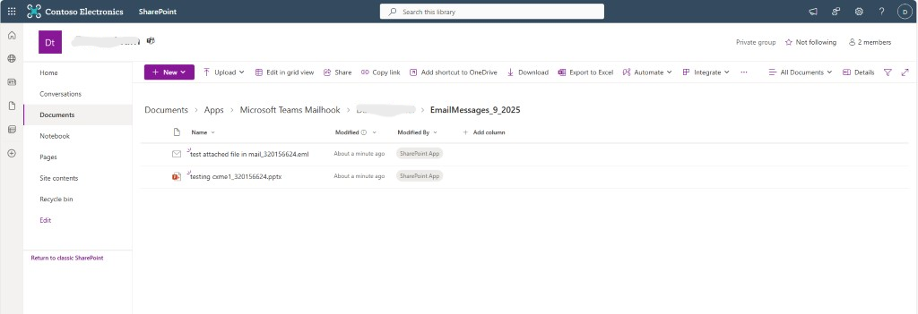 Emails with attachments not saving to files on Teams Channel when ...