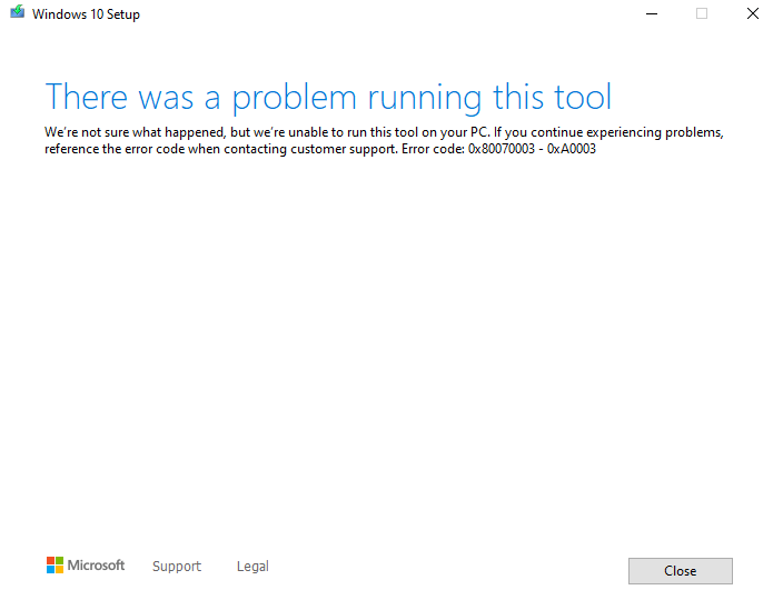 How do i fix this Error code: 0x80070003 - 0xA0003 for window media ...