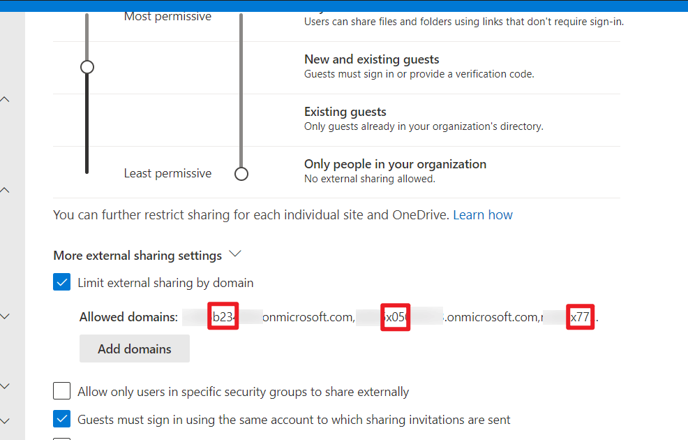 SharePoint - Issue with external sharing "limit sharing by domain ...