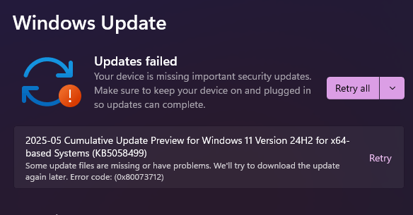 Windows 11 update fail - Microsoft Q&A