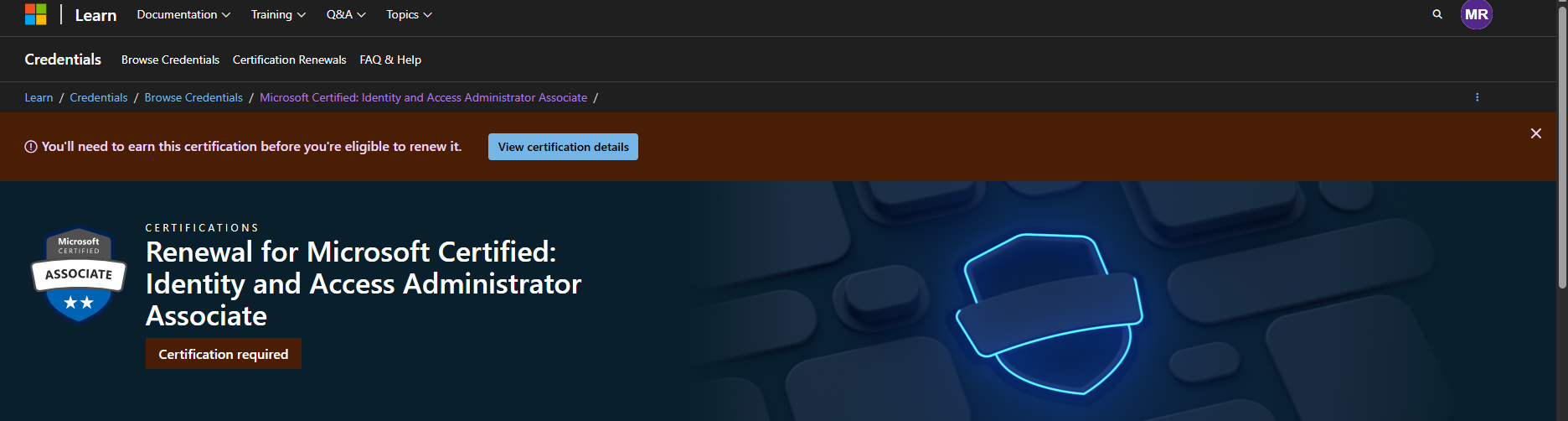 CLicked on renew optoin
