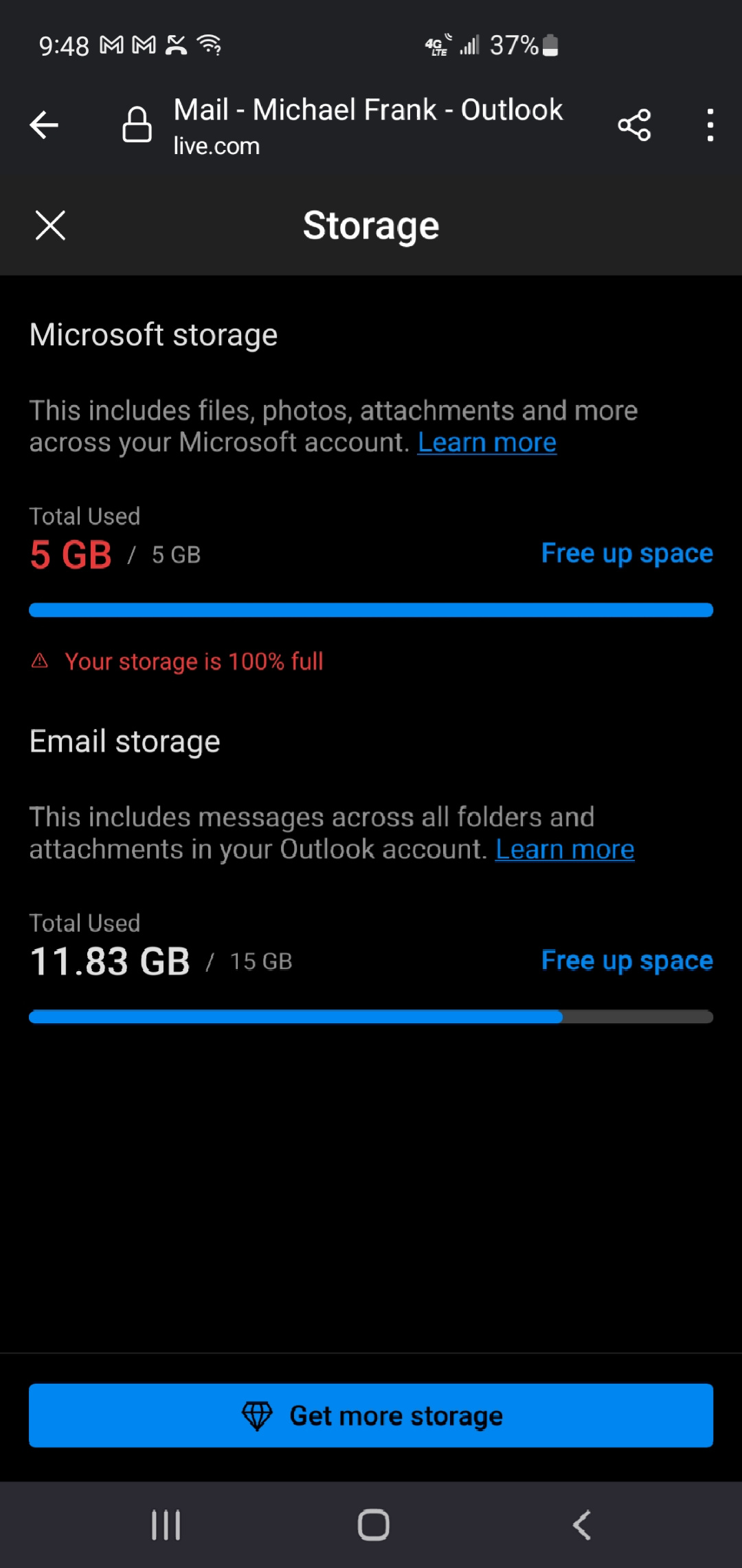 Email storage effectively reduced from 15GB to 5GB!?! since Hotmail ...