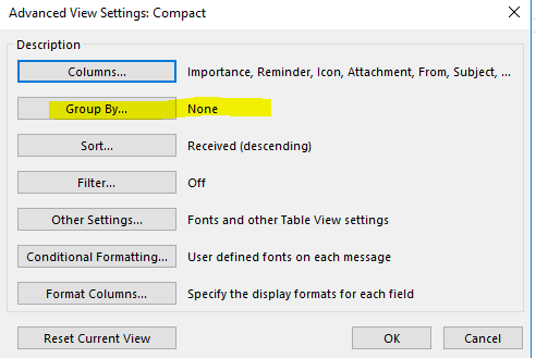 Sort Outlook Messages by Received Date Without Grouping By ...