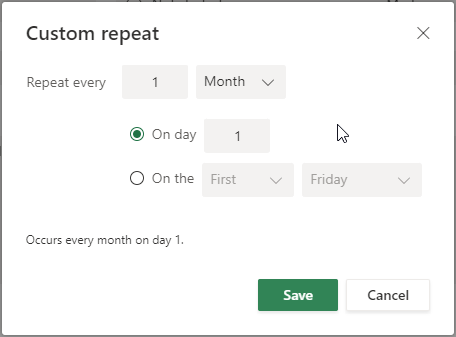Planner Custom Repeat - Microsoft Q&A