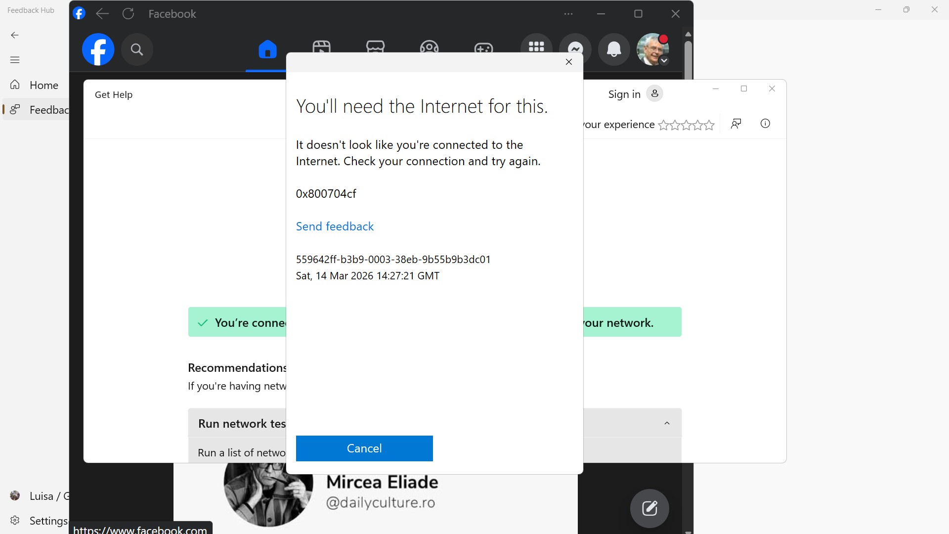 Screenshot Error Internet