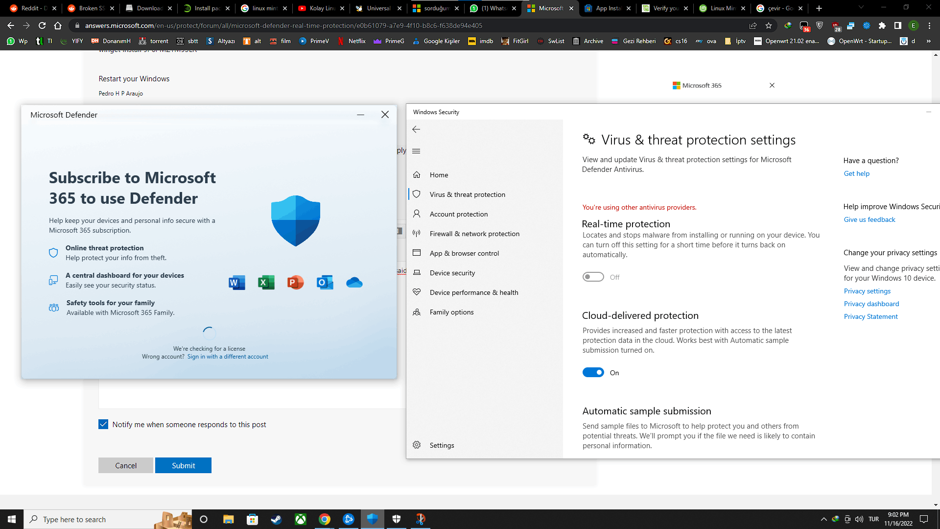 Microsoft defender real time protection - Microsoft Q&A