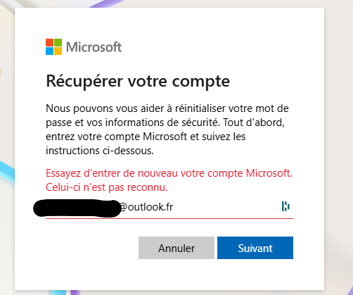 Récuperation du compte