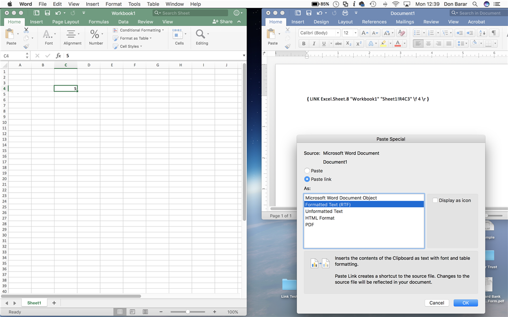 Dynamic Links Between Excel and Word Problem - Microsoft Q&A
