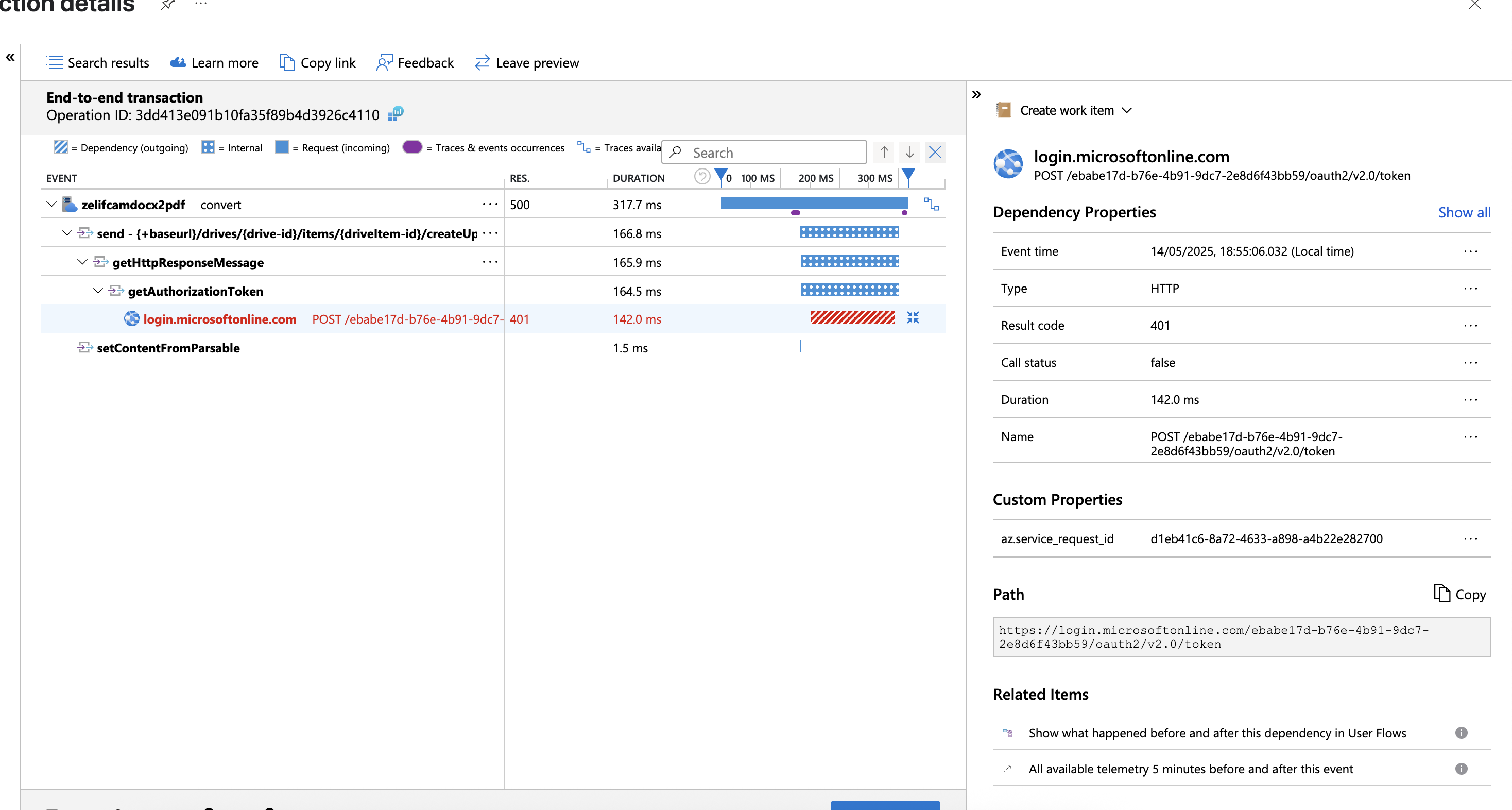 401 for login.microsoftonline.com POST /ebabe17d-b76e-4b91-9dc7 ...