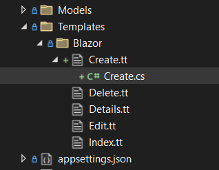 a file named Create.cs would be created in the same folder