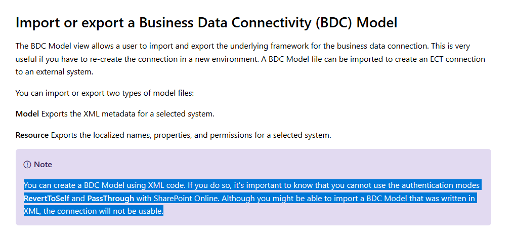 Trouble uploading BDC Model to SharePoint online - Microsoft Q&A