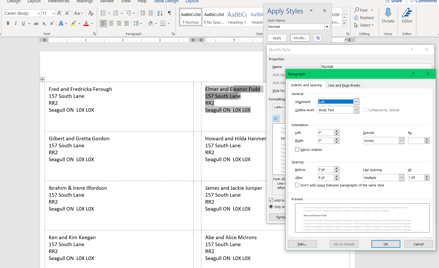 Word Mail Merge Address Block is Double Spaced on Labels - Microsoft Q&A