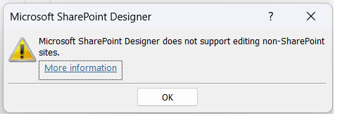 Error: SharePoint Designer does not support editing non-SharePoint ...